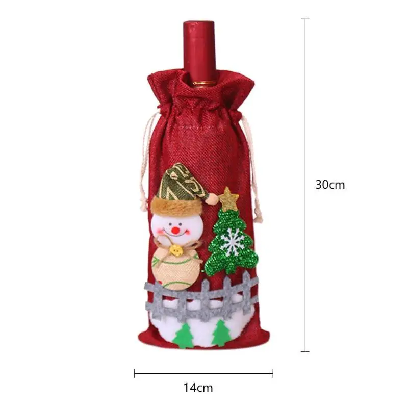 red snow man Милая Рождественская крышка для бутылки с красным вином сумки для нового года Рождество ужин вечеринка Декор используется для украшения окна счетчики продукта - Цвет: red snow man