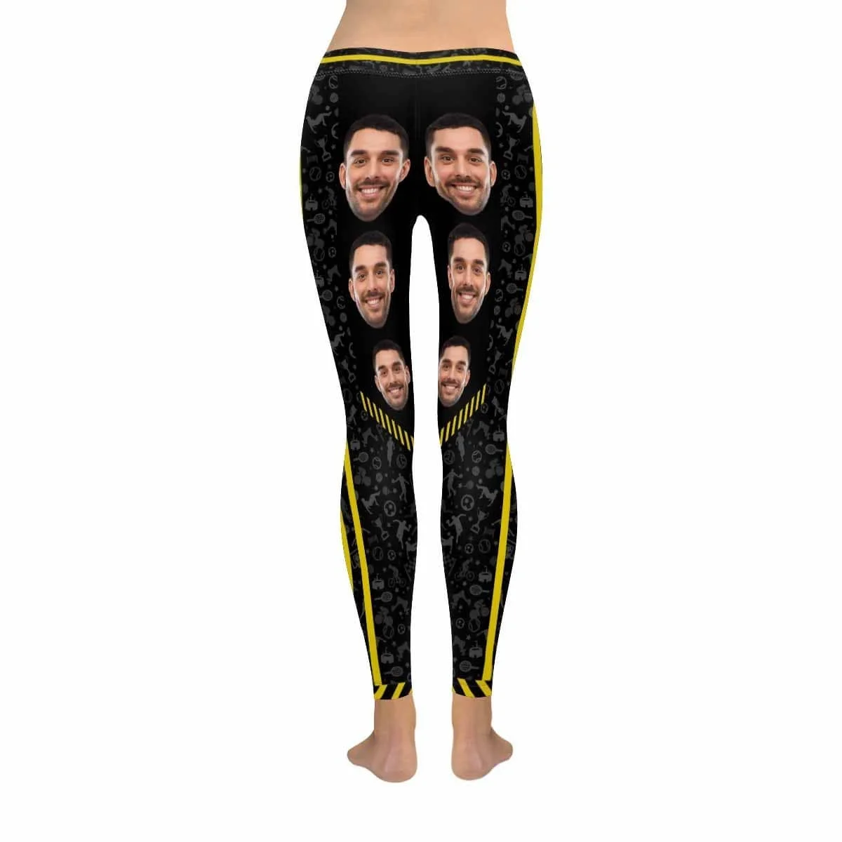 

Custom Face Black Yellow Stripe All-Over Low Rise Yoga Leggings