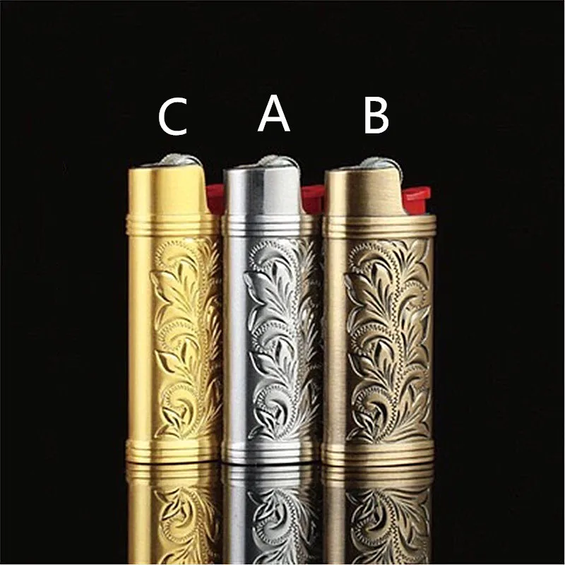 B Металлическая броня, газовая зажигалка, корпус Arabesque, полый, резьба, J5, чехол для зажигалки, общий пластиковый корпус, Защитная крышка для зажигалки - Цвет: B