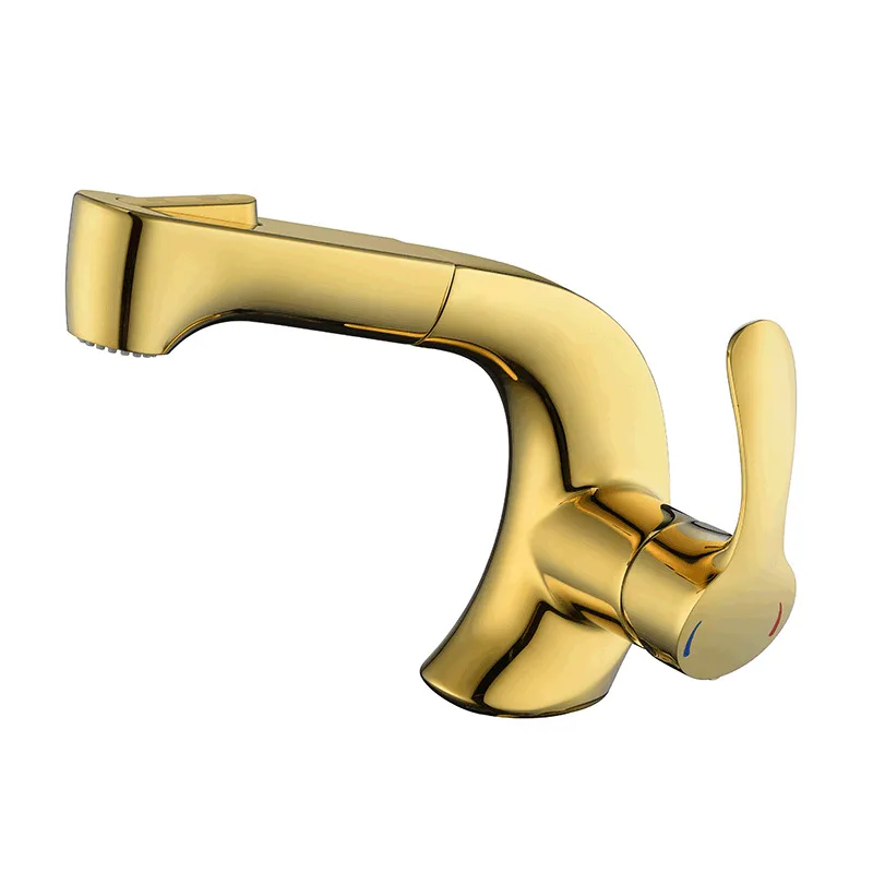 

Pull Out Bathroom Basin Sink Faucet Hot and Cold Gold/Black Basin Faucet Water Crane Vessel Black Chrome Sink Mixer Tap