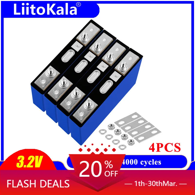 

4pcs LiitoKala 3.2V 25Ah LiFePO4 Battery Cell Lithium Iron Phosphate Deep Cycles for Diy 12V 24V 36V 48V Solar Energy UPS Power