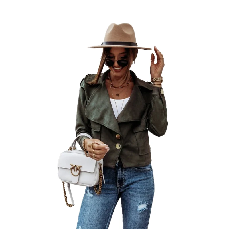 

Womens Spring Jacket Large Size Womens Clothing Vintage Femme Cardigan Autumn Coat Outerwear Korean Style Imitation Leather