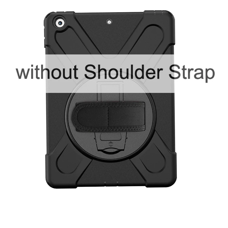 black ST Чехол для iPad 10,2 дюймов детский безопасный сверхмощный вращающийся ремешок/подставка с плечевым ремнем для iPad 7-го поколения - Цвет: black ST