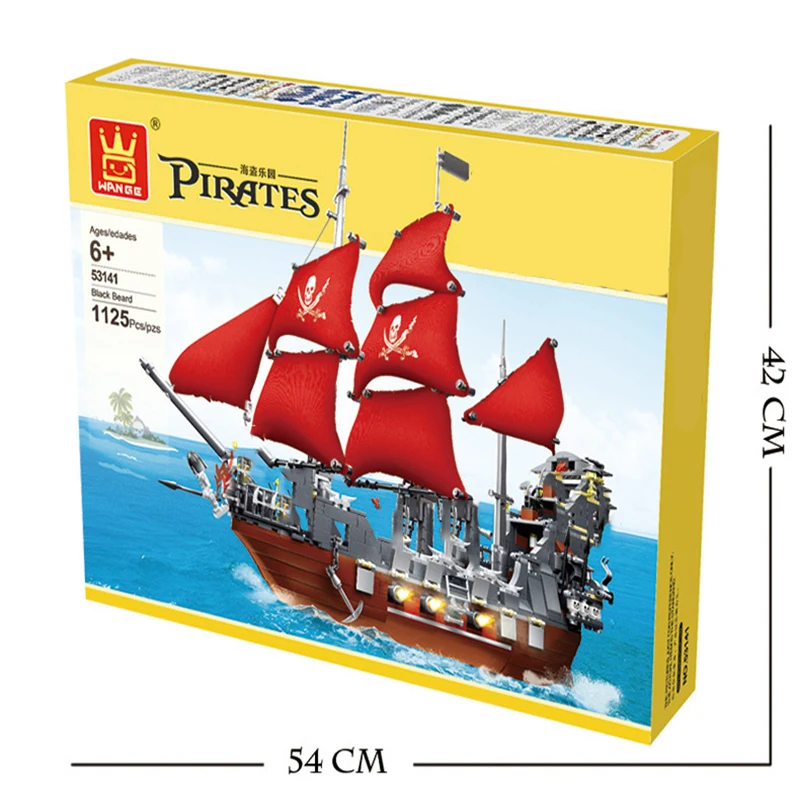 1125 PCS Black beard Ship Model building blocks bricks Creative Expert Pirates of Caribbean Ghost Corsair skull Pearl kids toys | Игрушки и