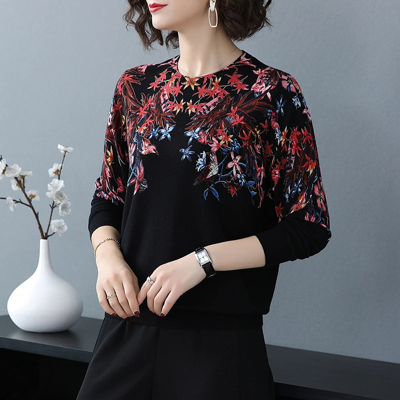 Женский свитер YISU с круглым вырезом модный вязаный длинными рукавами свободные