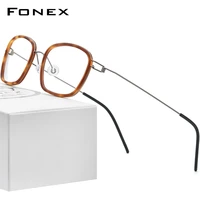 fonex titanium alloy glasses frame men square myopia optical prescription eyeglasses 2021 new korean screwless eyewear f98638