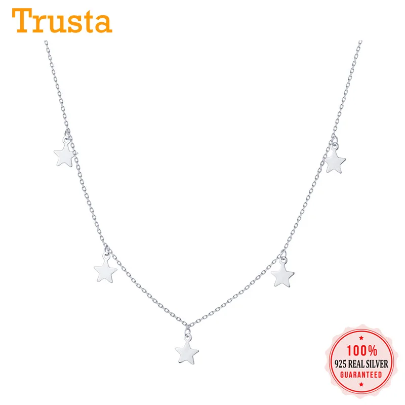Trusta Fashion Genuine 925 Sterling Silver Sweet Tassel Star Pendant Statement Necklace For Women Girl Friend Jewelry DS1870 | Украшения и