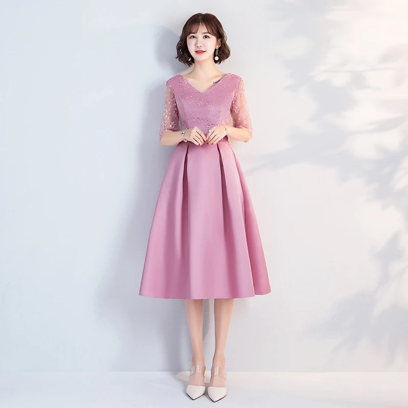 ТРАПЕЦИЕВИДНОЕ розовое платье подружки невесты элегантное Vestido Azul Marino для