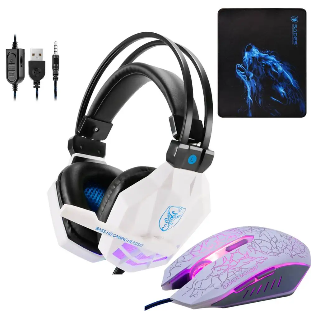 Beige Led 3,5 мм наушники игровая гарнитура с микрофоном для геймеров ПК PS4 игры Стерео Игровые наушники с микрофоном для компьютера - Color: Beige