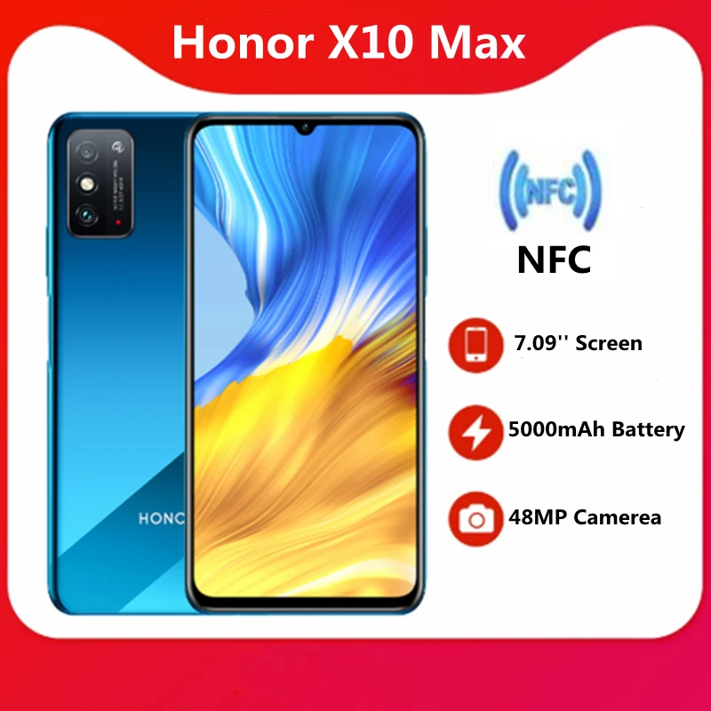 Смартфон Honor X10 Max 5G 6 + 8 7 09 ГБ экран 128 '' процессор NFC камера 48 МП аккумулятор 22 5