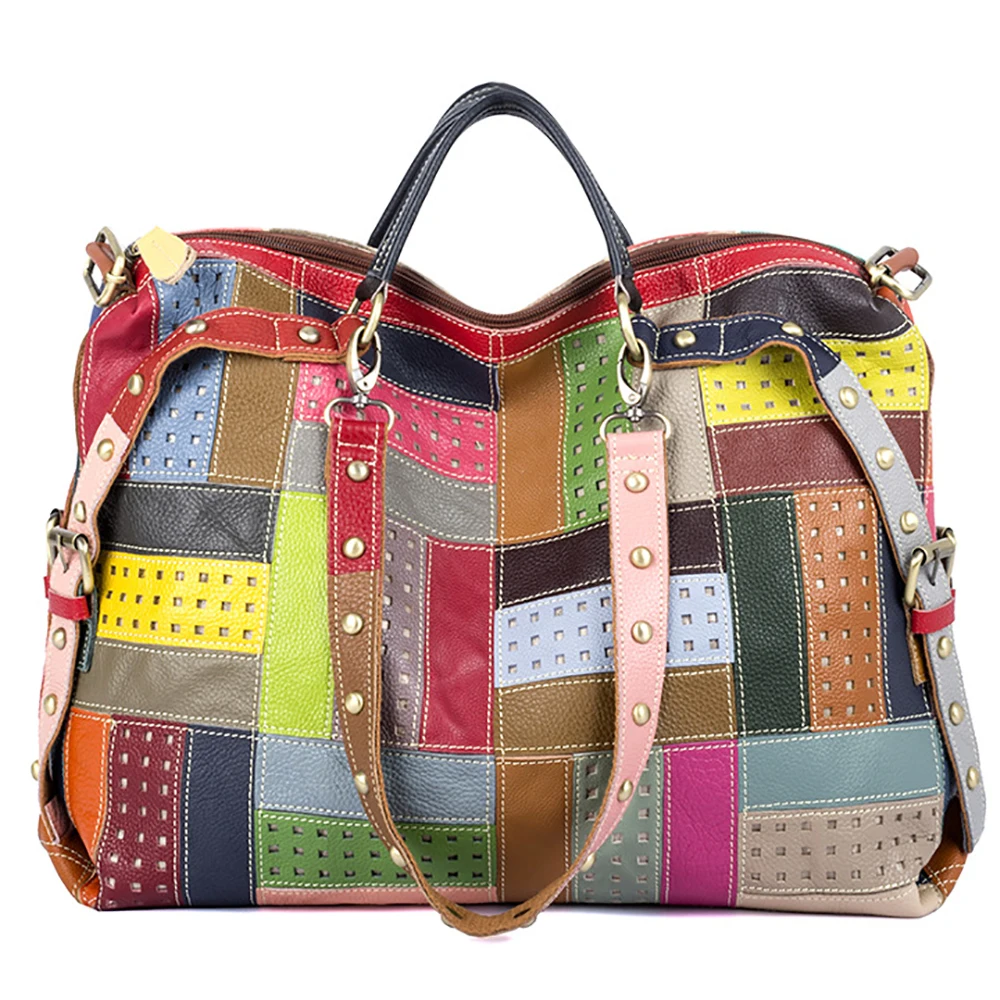 

Luxury Women's Shoulder Bags For Female Real Cow Leather Rivet Handbags Brand Ladies Colorful Corssbody Bag Dropping shipping