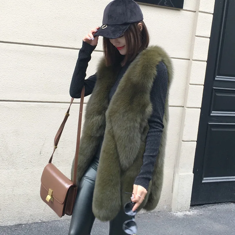 

Vest Fox Stitching Fake Fur Reversible Plush Fur Jacket Coats Coat Jacket Women Vests Jackets Fur Coat Women