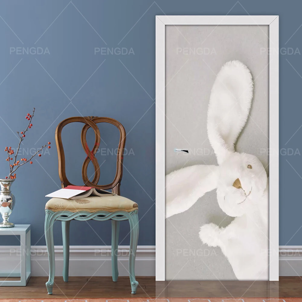 Наклейка плакат 3D креативный кролик милая кукла Домашнее украшение дверные