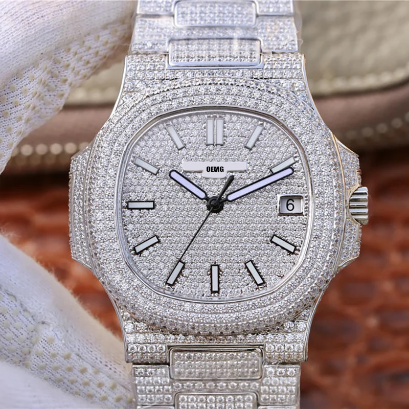 

Мужские часы, механические Автоматические часы для мужчин, OEMG 5719, белый циферблат, ремешок из нержавеющей стали, роскошные часы 1:1, Реплика ч...