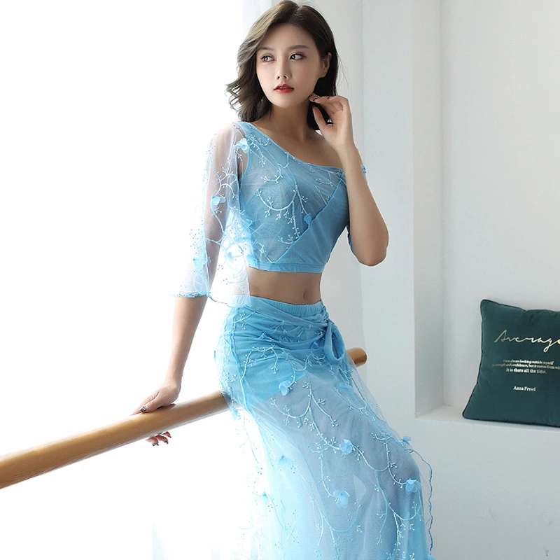 Женское платье для танца живота длинное с топом и юбкой восточных танцев одежда