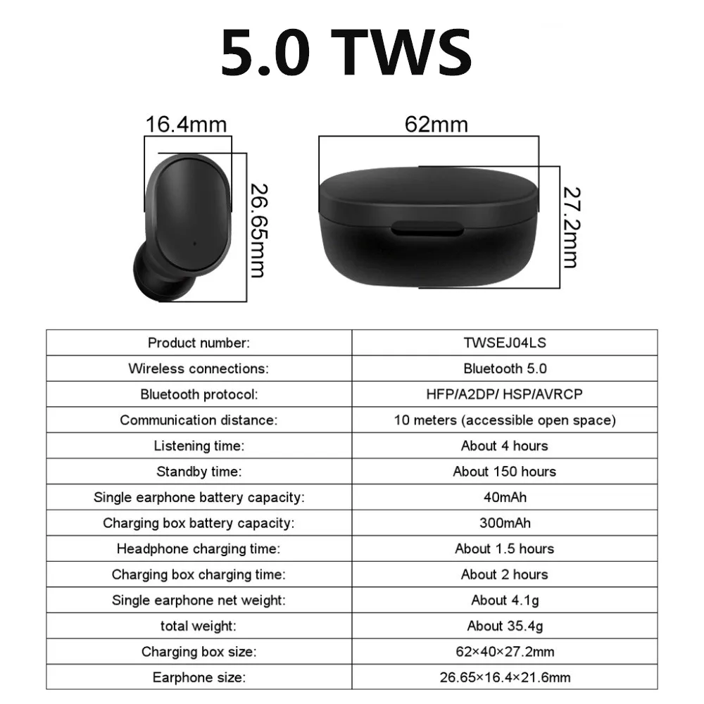 

Redmi AirDots EN Version 5.0 Bluetooth Headset Xiaomi Global Version Basic 2 Wireless Stereo Earbuds with Microphone AI Control