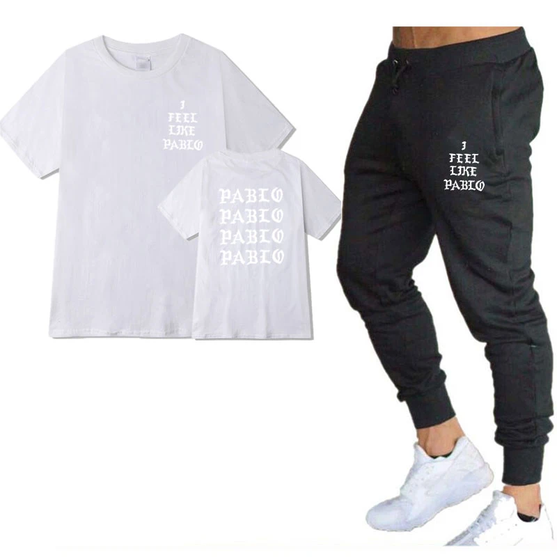 Мужской комплект из футболки и брюк с принтом Пабло Канье Уэста в стиле хип-хоп |