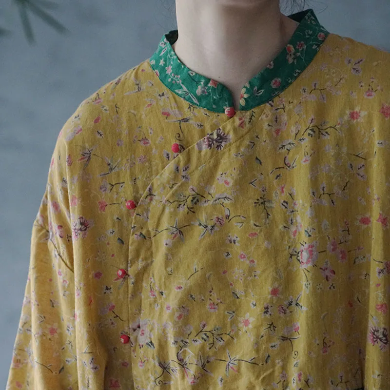 Женское свободное удобное платье Johnature Ретро на шнуровке в китайском стиле с