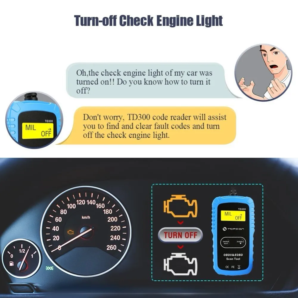TOPDON TD300 Obd2 автомобильный диагностический инструмент OBD 2 Автомобильный сканер