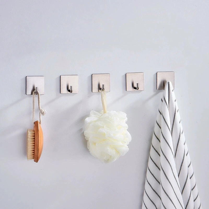 

WZLY Kitchen Hooks Brushed Nickel/Black Stainless Steel Bathroom Robe Towel Hooks Family Hat Key Hooks Wall Nail-Free Adhesive