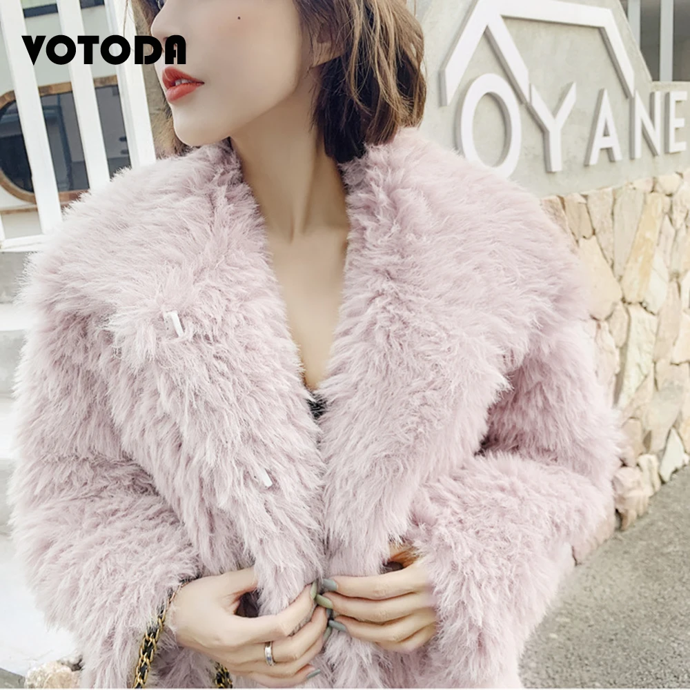 Winter Women Thicking Fur Coat Turn-down Collar Mongolia Sheep Fur Jacket Lady Elegant Luxury Top Girl Fashion Faux Fur Overcoat