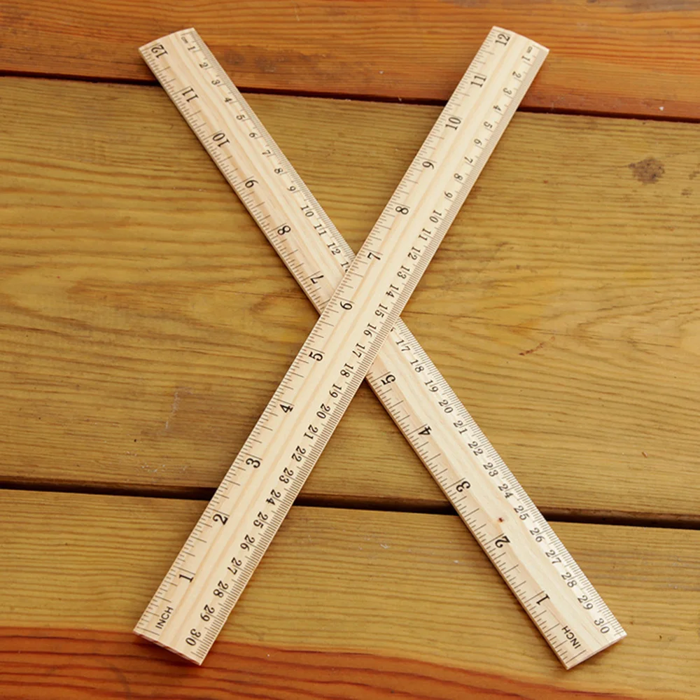 

30pcs Wooden Ruler Double Scale Measuring Ruler for Home School Classroom Office (30cm)