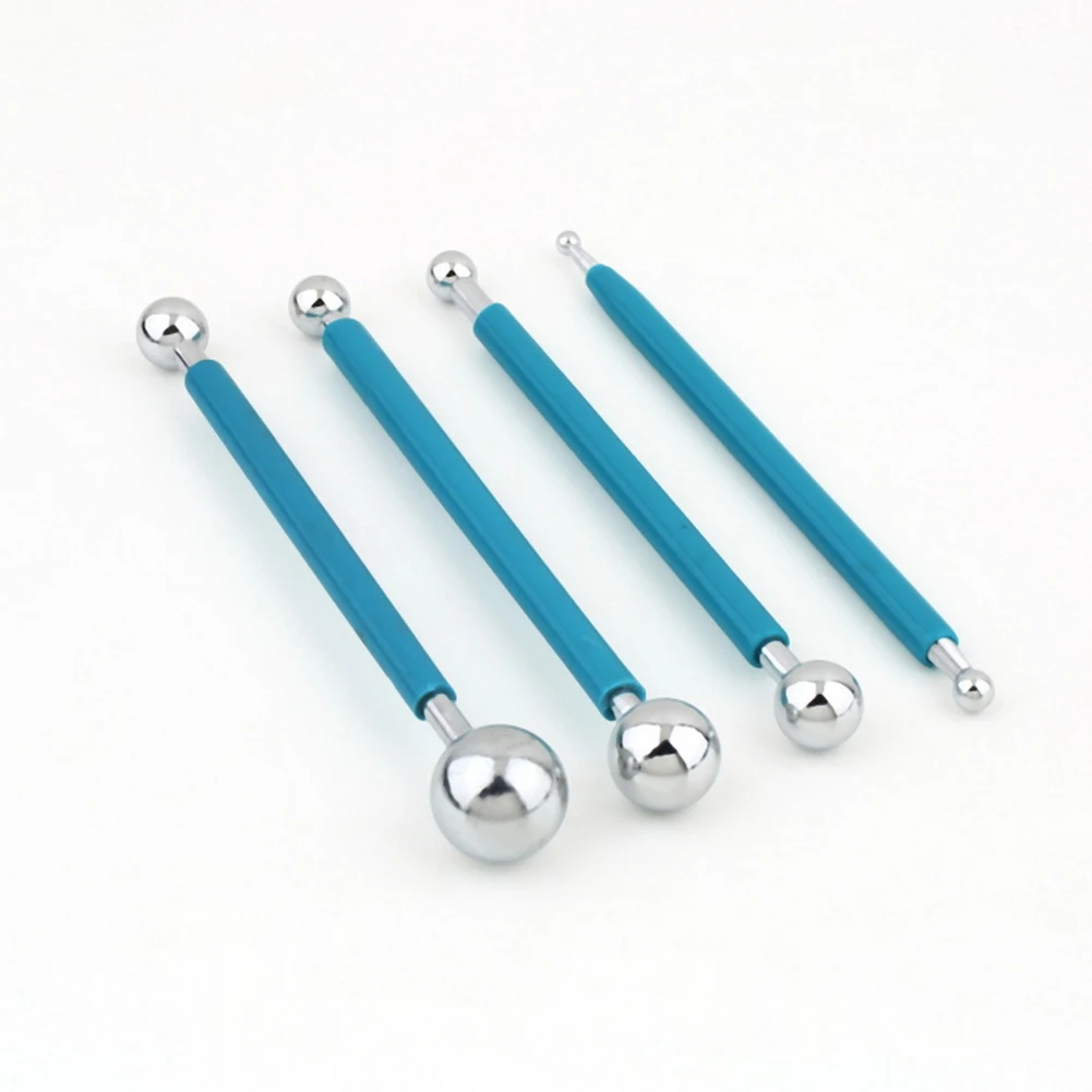 

4 Pcs Fondant Cake Flower Metal Ball Modelling Decor Sugar Craft Tools Set