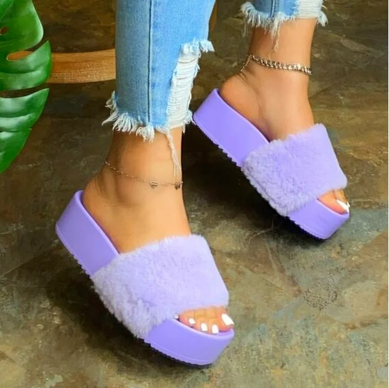 

comemore Autumn Women Fashion All-match Thick-soled Slides Shoes Woman Platform Color Printing Sandals Outdoor Casual Slippers