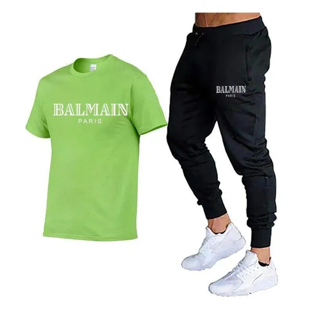 

2021 new printed men's sports T-shirt suit, sports fashion printed T-shirt and plus size T-shirt suit