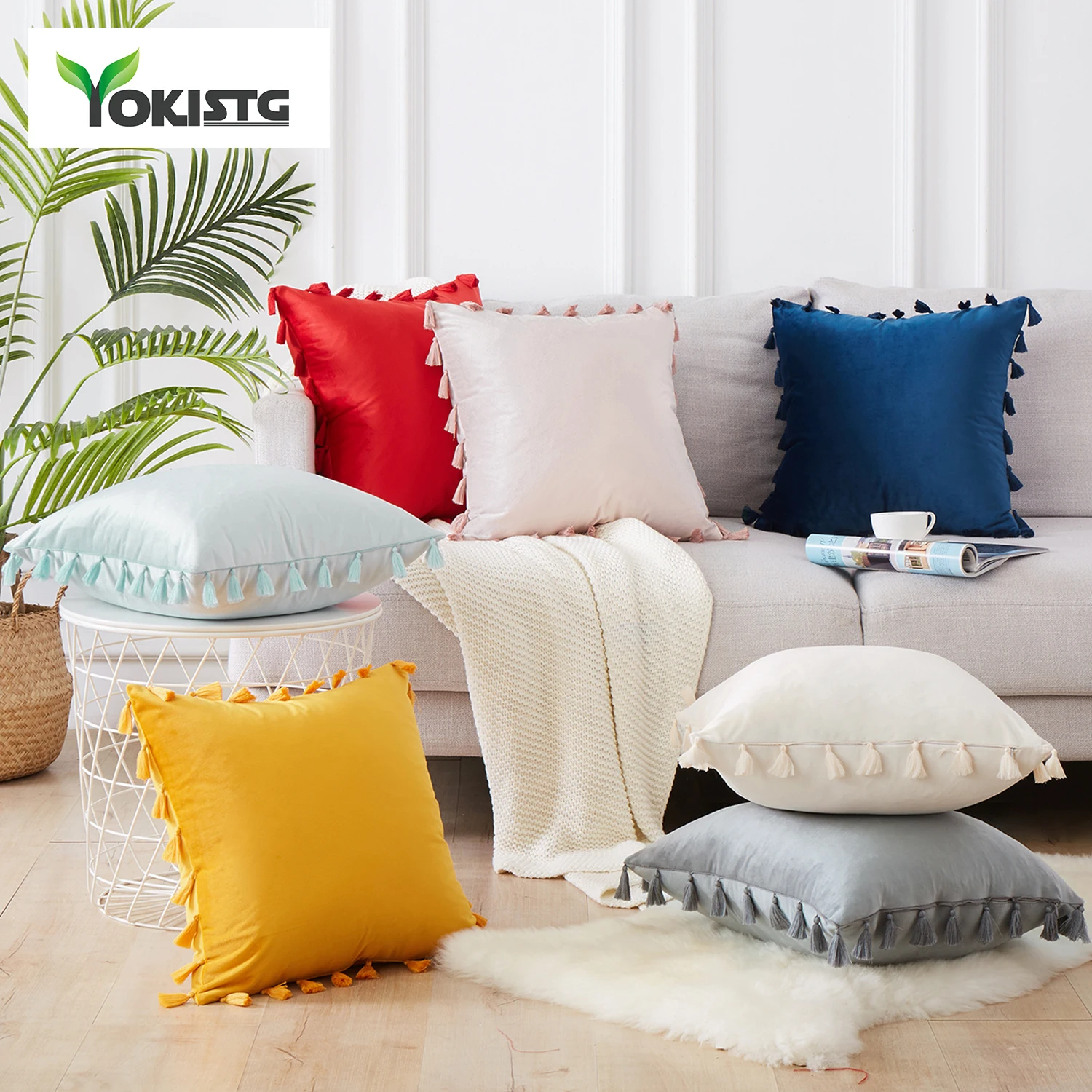 YokiSTG мягкие однотонные бархатные наволочки декоративные подушки чехлы с
