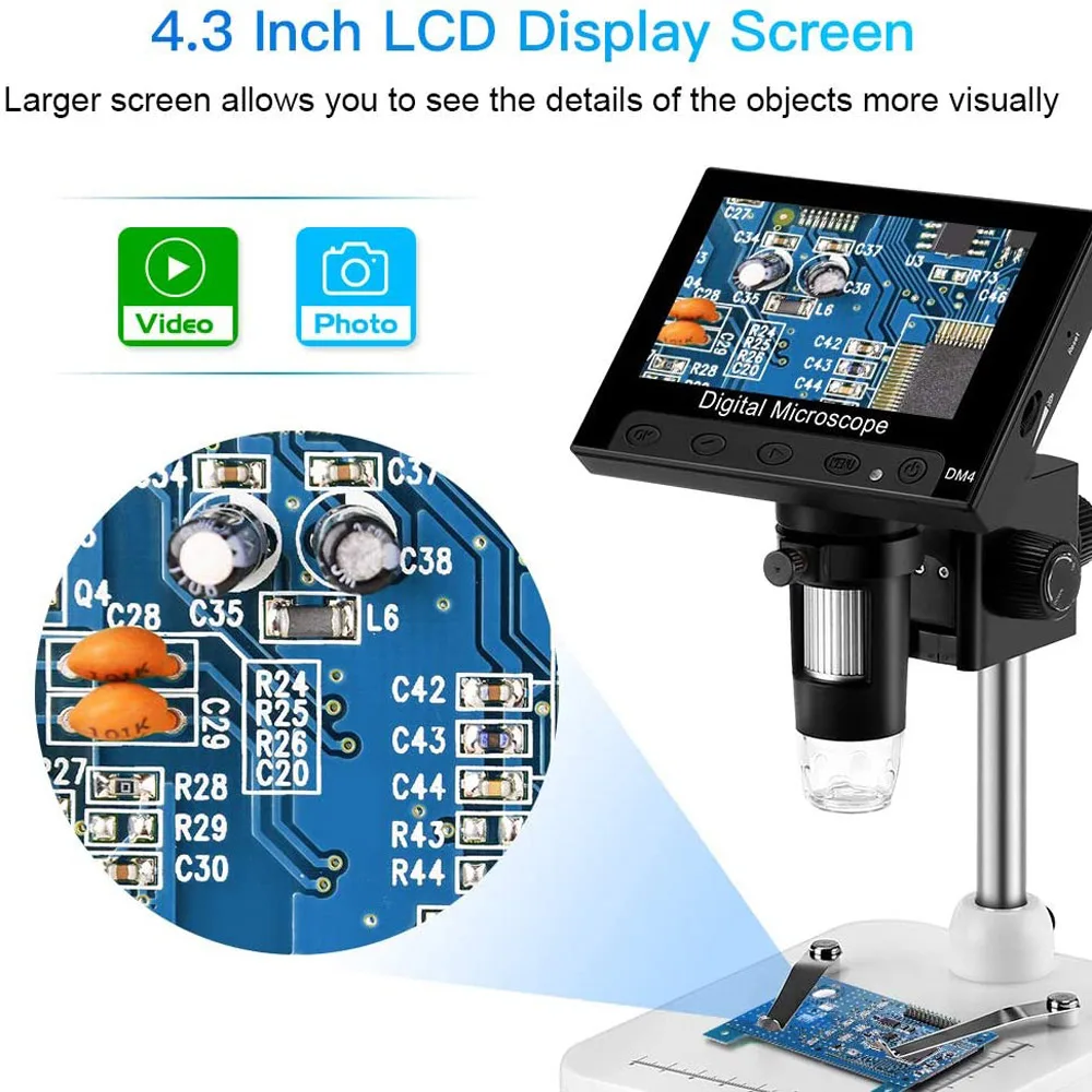 4.3 Inch LCD Digital USB Microscope Endoscope - Record 1000X Magnification Zoom - Storage Camera - Video Recorder for Repair Soldering image 4