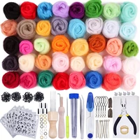 lmdz 40 colors wool roving needle felting starter kit with wool needles needle felting needles foam mat kits for hand spinning