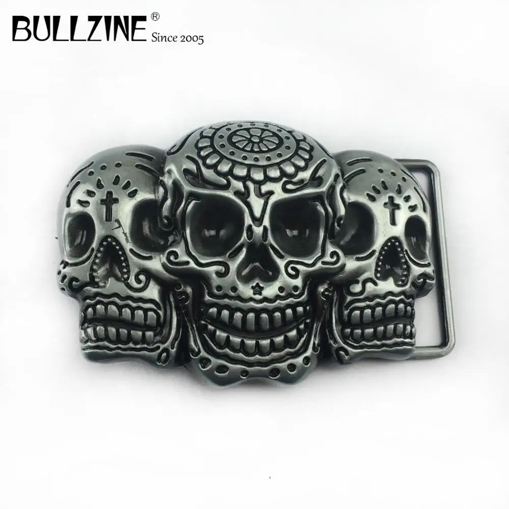 Оптовая продажа пряжка для ремня Bullzine из цинкового сплава с черепом и оловянной