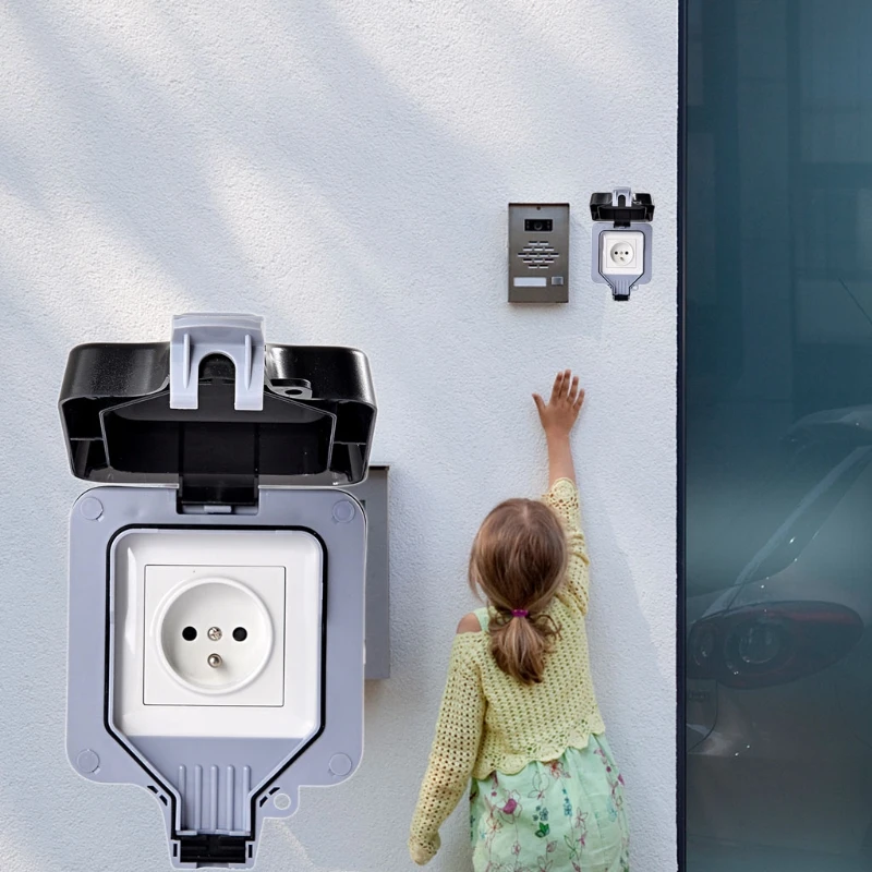 External Outdoor IP66 1 Slot Wall Socket Dustproof Surface-Mounted Protective Contact Weatherproof Adapter with Hinged for | Обустройство