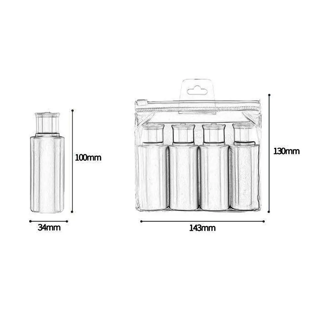 4 бутылки переносные дорожные набор герметичных сжимаемых туалетных