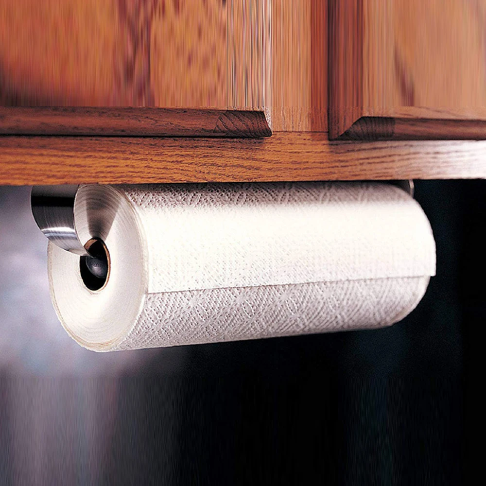 

Kitchen Paper Towel Holder Under Cabinet Wall Mount Paper Roll Rack Stainless Steel Tissue Hanger Storage Rack for Bathroom