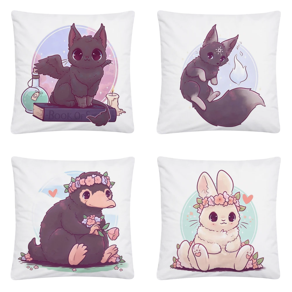 

Cute cat/dog/penguin/lion cartoon pattern Soft Short Plush Cushion Cover Pillow Case for Home Sofa Car Decor Pillowcase 45X45cm