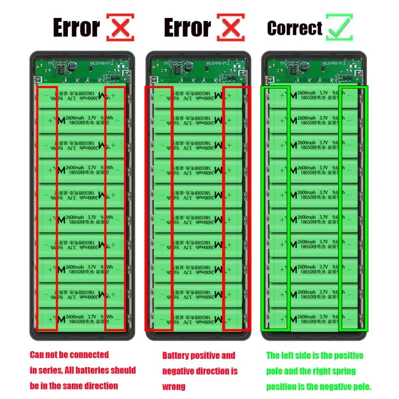 DIY 10x18650 чехол для аккумулятора с индикатором Корпус внешнего зарядное устройство