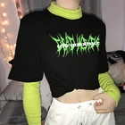 Футболка женская в стиле панкготика, свободная уличная одежда в стиле Харадзюку, модный топ с надписью, в стиле хип-хоп, Повседневная эстетичная рубашка, на лето