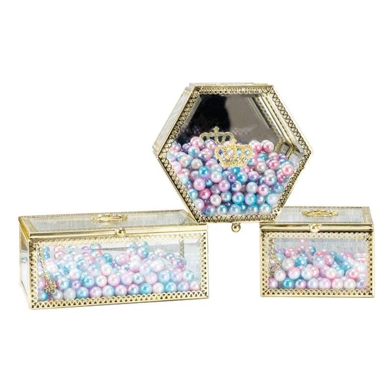 

Clear Glass Jewelry Box Jewelry Organizer Holder Tabletop Sundries Watch Organizer Container Jewelry Storage Gift Drop shipping