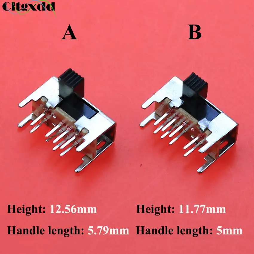 

10PCS Panel PCB 8 Pin 3 Position 2P3T DP3T Slide Switch Side Knob Straight Foot Switch Handle Toggle Power Switch SK23D05