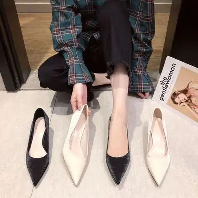 

The New 2021 Autumn And Winter Net Red Stiletto Heels Shoes Non-slip Rubber Sole Pointed Shallow Mouth Girly 5.5 Heels
