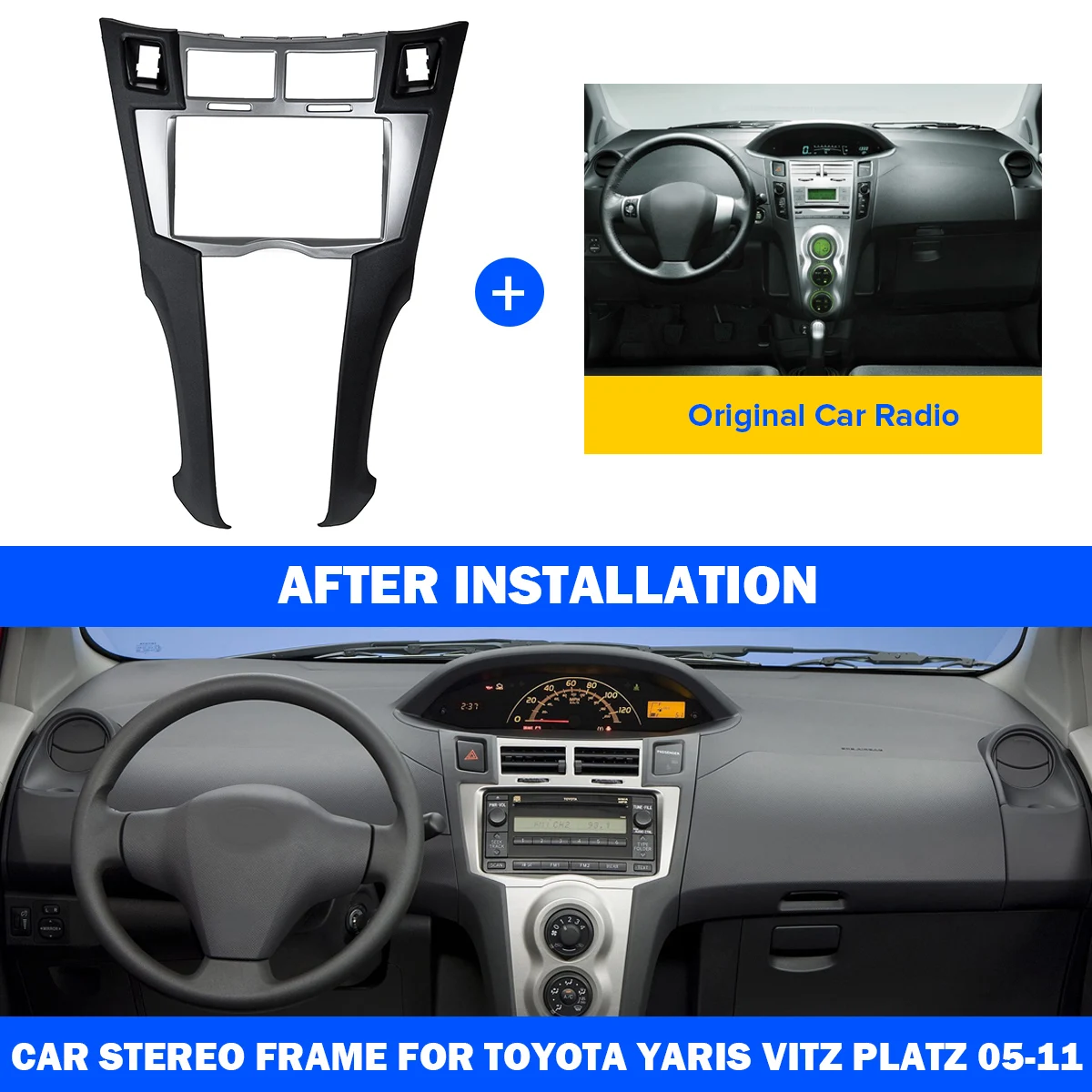 Автомобильная стереорамка Fascias Trim 2 Din для Toyota Yaris Vitz Platz 2005 2006 2007 2008 2009 2011 комплект