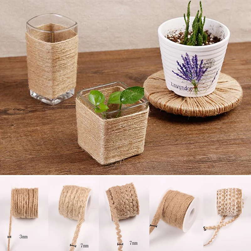 

5 м/рулон лента из натуральной мешковины джутовый шнур-шпагат для Рукоделие "сделай сам" для творчества Обёрточная бумага для упаковки подар...