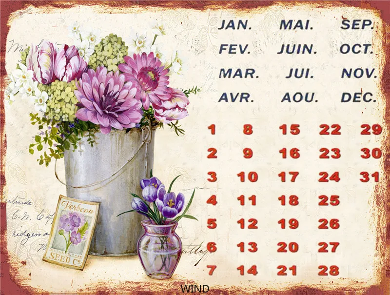 

Bedroom Decor for Kitchen Tin Sign Home Decoration Accessories Living Room Metal Plates Calendar Vintage Wall Poster Garden