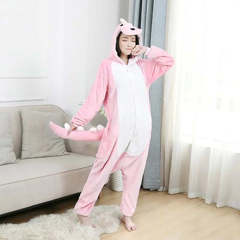 dinosaur Минни моус Кигуруми костюмы для мужчин wo мужчин с капюшоном животных мультфильм зимний комбинезон Ползунки «панда» динозавр пижамы Косплей - Цвет: dinosaur