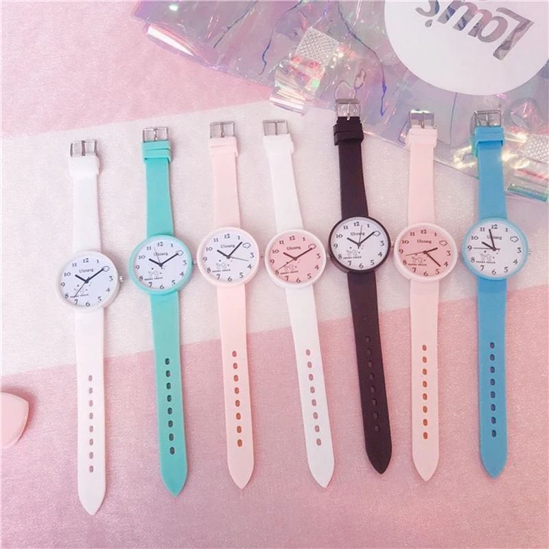 Часы наручные детские с силиконовым ремешком милые кварцевые желе браслетом в