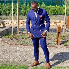 Traje de dos piezas para hombre, esmoquin ajustado de doble botonadura, traje de boda hecho a medida (Blazer + Pantalones), nuevo diseño (2)