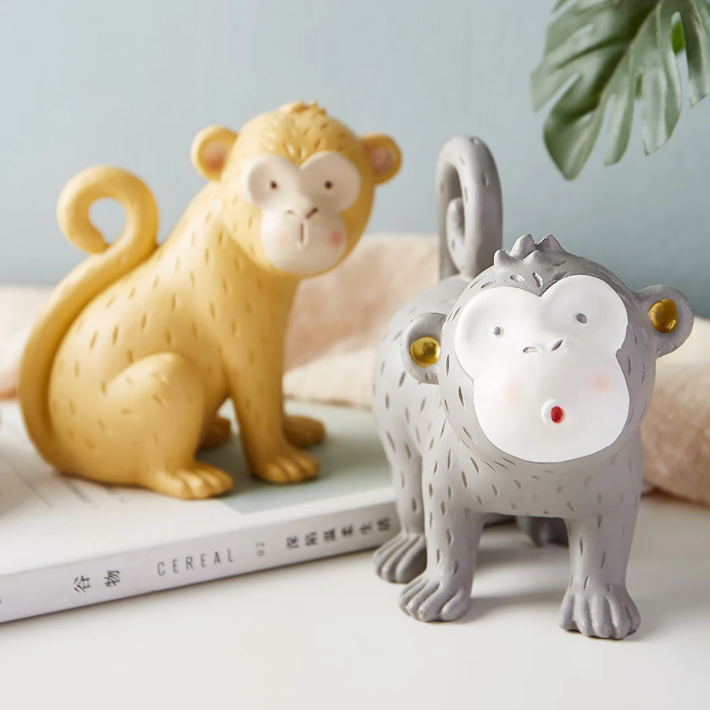 Статуэтка из смолы подарок милая обезьяна статуи животных домашний декоративный