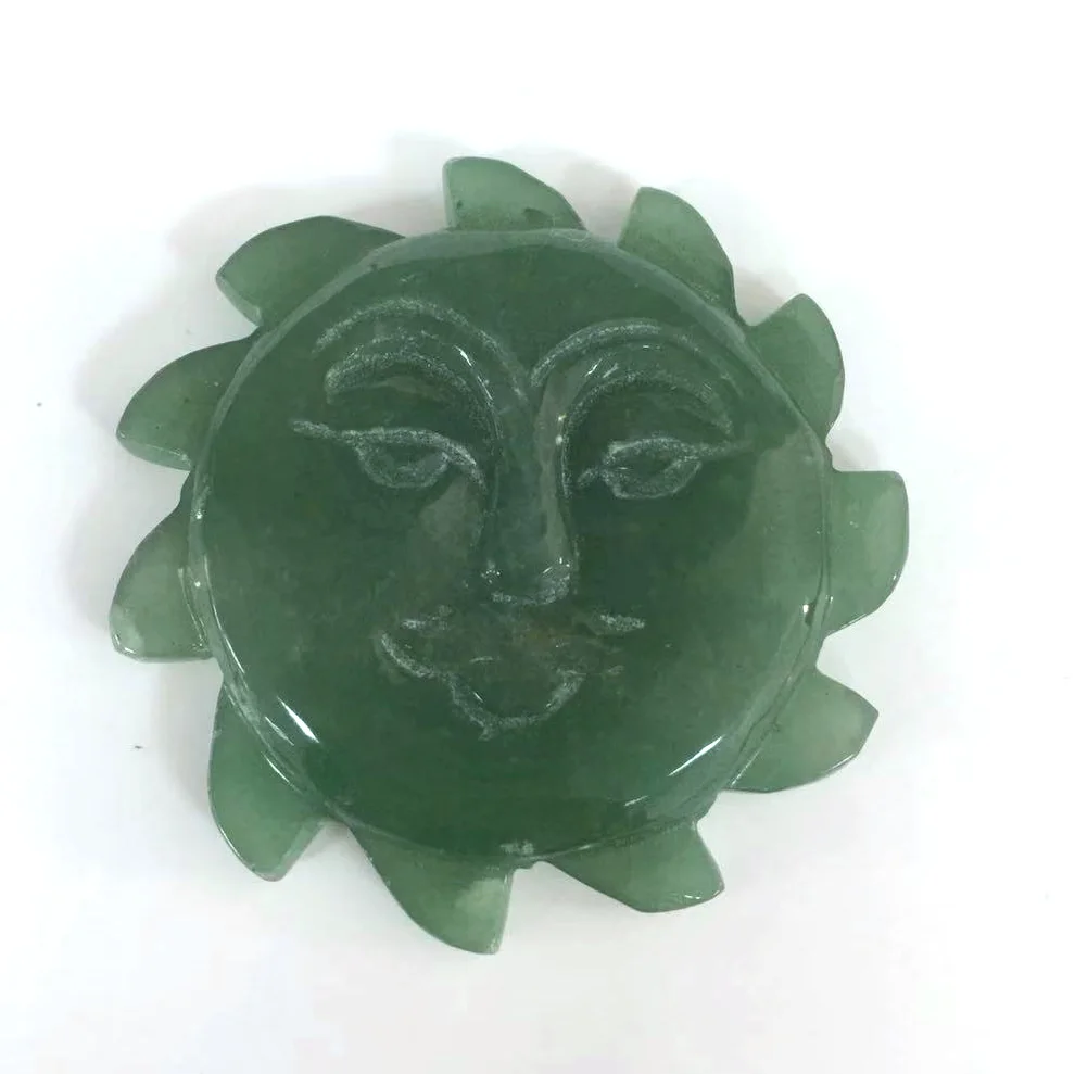 Оптовая продажа высокое качество ручная резьба зеленый авантюрин Подсолнух для